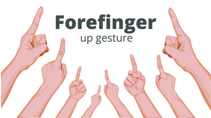 Forefinger up gesture in white background vector eps10