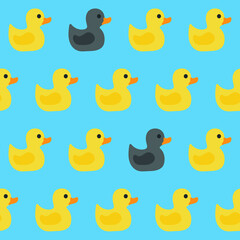 seamless vector pattern with yellow and black ducks 
