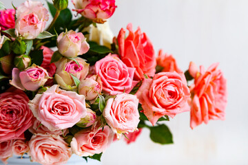 Obraz na płótnie Canvas Bouquet of pink roses. Beautiful card.