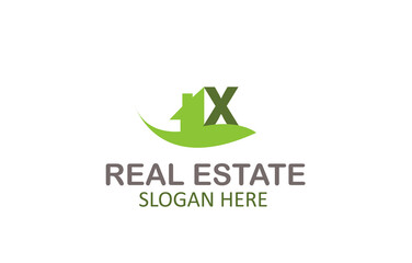 Green Letter X Logo Real Estate Design