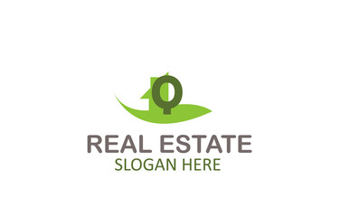 Green Letter Q Logo Real Estate Design