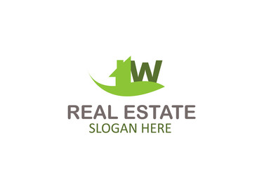 Green Letter W Logo Real Estate Design