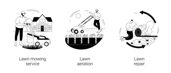 Turf maintenance abstract concept vector illustrations.