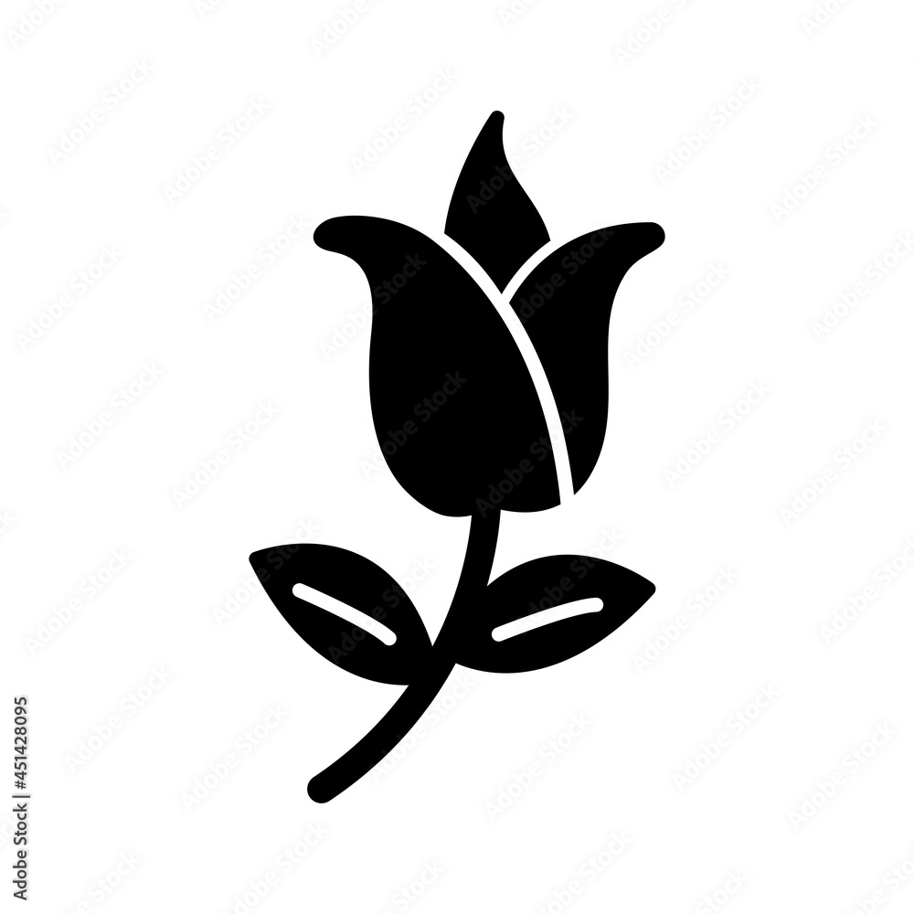 Wall mural unique flower with leaves vector glyph icon