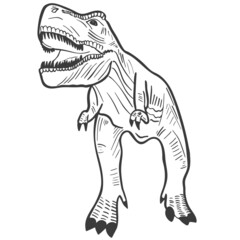 Hand engraved dinosaur tirex vector illustration. Extinct animal of the Jurassic period. Predatory Dangerous Dinosaur Sketch