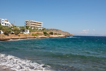 Panorama with sea view on Daskalio gulf in Keratea in Athens in Greece