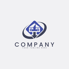 House building logo vector. Suitable for use in the construction, Real Estate and Mortgage industries.