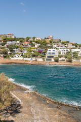 Panorama with sea view on Daskalio gulf in Keratea in Athens in Greece