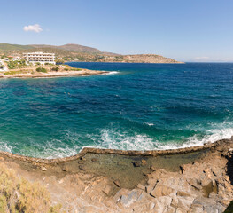 Panorama with sea view on Daskalio gulf in Keratea in Athens in Greece