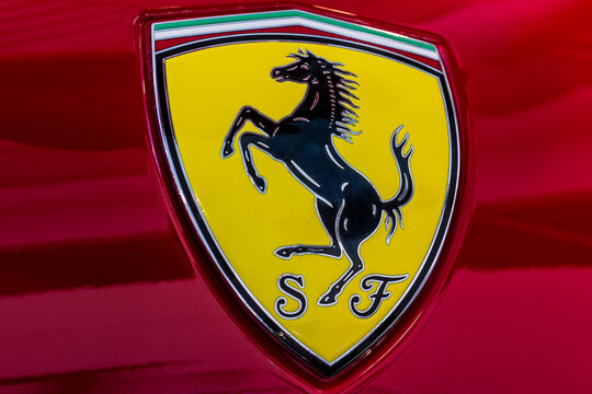 Ferrari Logo on a 458 Spider. Ferrari is an Italian sports car manufacturer.