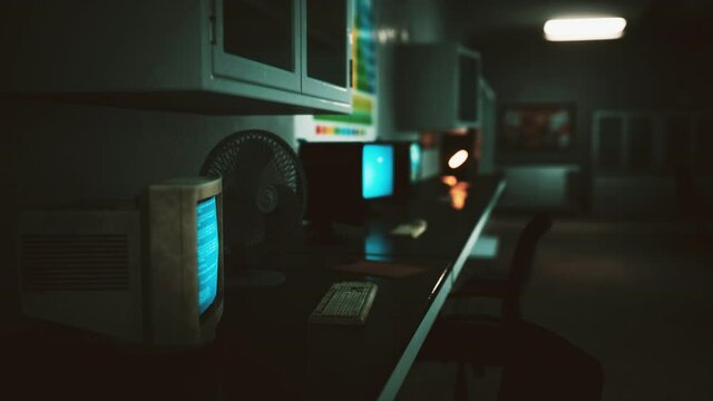 old dark vintage computing laboratory