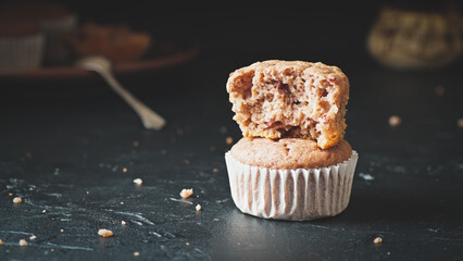 Delicious homemade vegan muffins close-up.