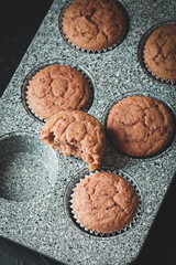Delicious homemade vegan muffins close-up.