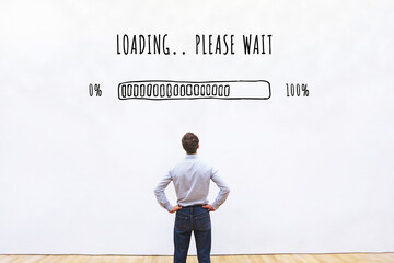 Loading webpage progress bar, slow internet concept