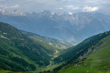 Obraz premium Aerial drone view of the Alps near Verbier Switzerland