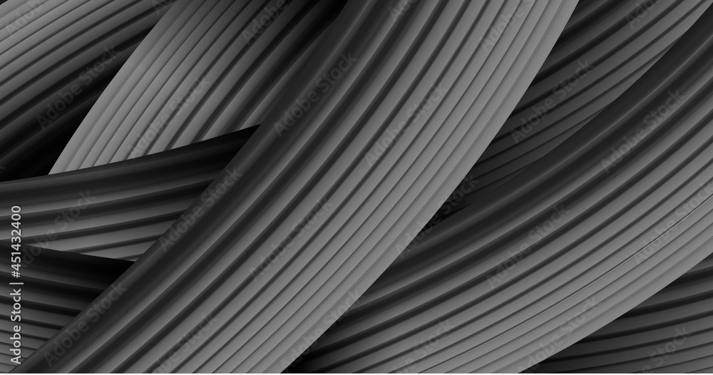 Aufkleber abstract 3d composition of volume stripes creating texture, connection of threads or wires, mono chr