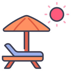umbrella and chair beach icon