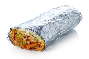 Durum doner kebap isolated on white