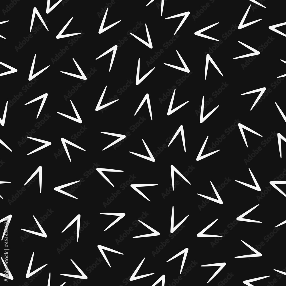 Aufkleber Check marks pattern. Black background and white marks. Vector.