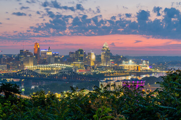 Sunrise over Cincinnati from Devou Park