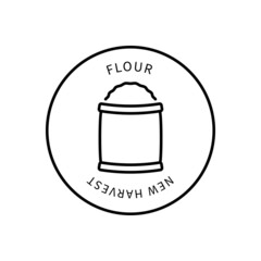 Line Icon Flour In A Simple Style. A new crop of wheat, grain, rye, rice, peas. Vector sign in a simple style isolated on a white background.