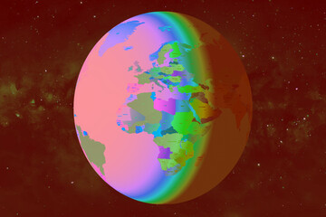 Obraz na płótnie Canvas Rotation planet. Earth globe. World map design. Global sphere planet. Realistic Earth Rotating on the color.