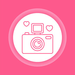 Photo camera line icon. Photo session. Isolated vector element.