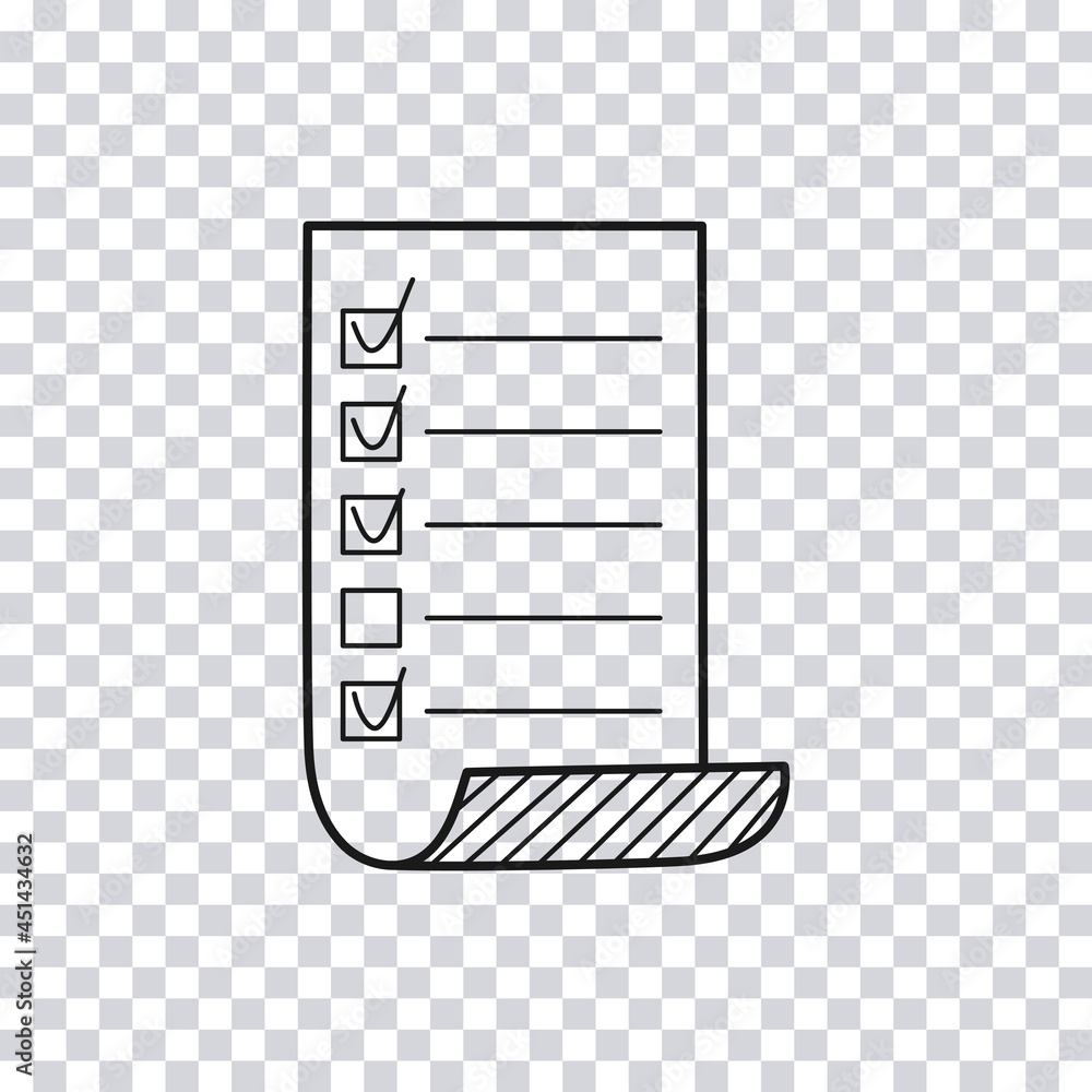 Aufkleber hand drawn check lists paper isolated on transparent background. sketch of check lists. vector illus