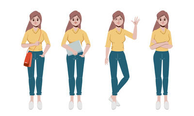 Obraz premium Young woman character going to office character.