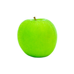 Ripe green apple with leaf and slice isolated on a white background with clipping path,Green apple, isolated on white background,apple on tuxture background.