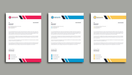 Corporate creative & modern letterhead design template in A4 size with color.