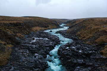 River on a rainy day in Iceland