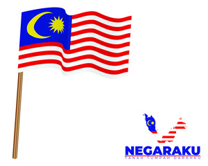 Malaysia waving flag, map, 