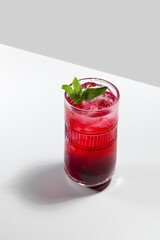 Black currant summer fizz mocktail. Berries non alcohol drink