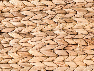 Woven water hyacinth texture close up.