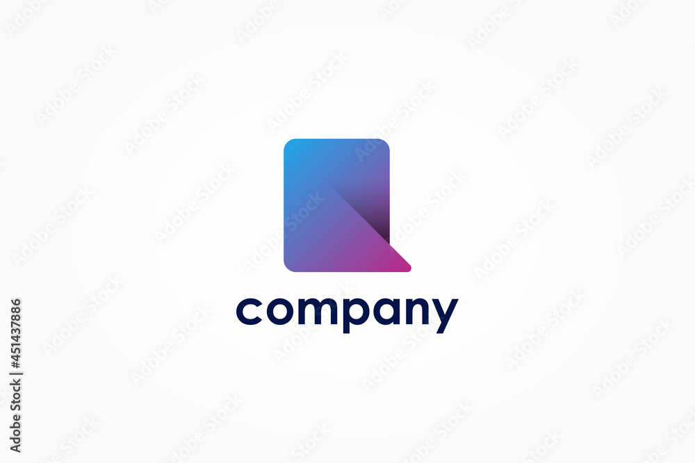 Poster initial letter q logo. blue and purple square rounded shape origami style with shadow isolated on wh