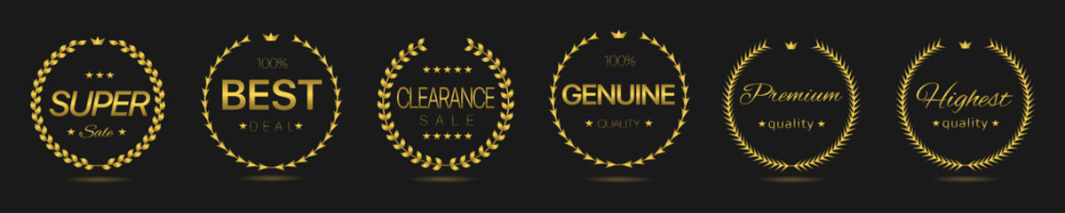 Premium quality Golden laurel wreath label set