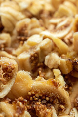 Dried figs chopped for use as dessert ingredients