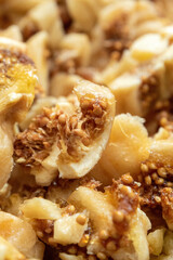 Dried figs chopped for use as dessert ingredients