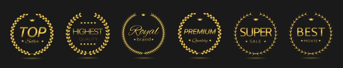 Premium quality Golden laurel wreath label set