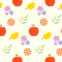 seamless summer pattern with peach and flowers