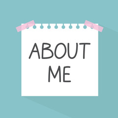 about me written on paper note- vector illustration