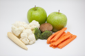 Healthy food for the heart on a white background.