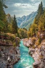Fototapeta na wymiar Soca River in Triglav National Park, Slovenia