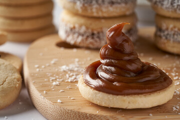 Dulce de leche cone on cornstarch cover