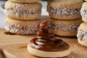 Dulce de leche cone on cornstarch cover