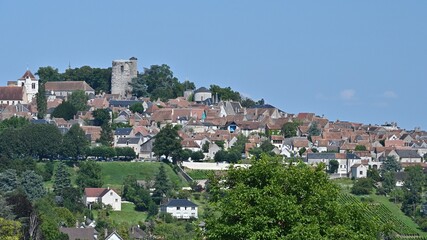 View of a hill top town in the Loire Valley