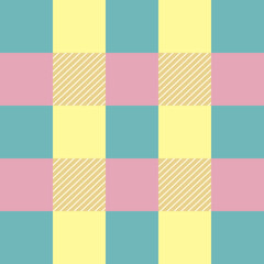 Pink , Green,Yellow Pastel.  Seamless vector plaid pattern suitable for fashion, interiors and Easter decor.