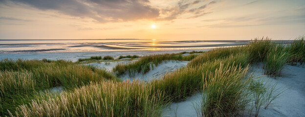 Beautiful sunset at the dune beach