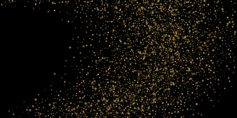 Falling Snow flakes golden pattern Holiday Vector